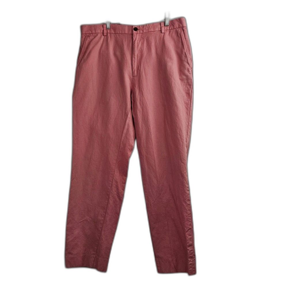Brooks Brothers Baird McNutt Linen Pants Sz 38X32 Pink Clark Fit Trouser Chinos